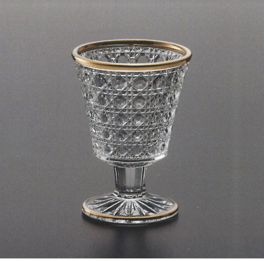 日本製 木本硝子日本酒用 金付カゴメ高杯 (50ml) / 日本製 木本硝子 日本酒用 鍍金高腳杯 (50毫升)