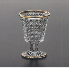 日本製 木本硝子日本酒用 金付カゴメ高杯 (50ml) / 日本製 木本硝子 日本酒用 鍍金高腳杯 (50毫升)