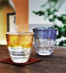 日本製 東洋佐々木 和がらす温 お湯割り焼酎ぐらす 藍・金箔 (300ml) /日本製 東洋佐佐木 湯割燒酎玻璃杯 靛藍金箔 (300毫升）